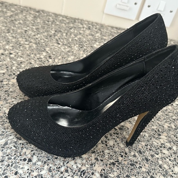 Sparkle black high heels black size 7 truffle used occasion wedding occasion - Picture 3 of 16